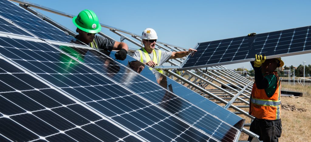 solar panels representing solutions-based investing, one of the main alternatives to divestment in sustainable investing