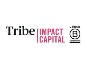 the tribe impact capital logo next to the b corp logo on a white background