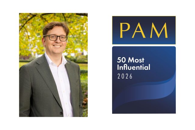feature image for a post announcing rhodri mason being namedas one of the PAM 50 most influential for 2026. the right side of the visual show the PAM award logo, while the left side shows Rhodri's professional headshot
